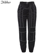 Load image into Gallery viewer, Nibber spring Reflective cargo pants women Casual harem pants 2020 hot black Sweatpants ladies wild Belt decoration Active Wear
