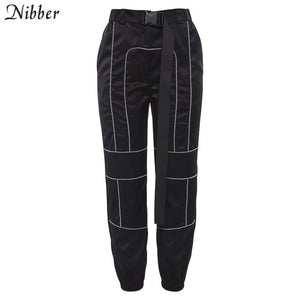 Nibber spring Reflective cargo pants women Casual harem pants 2020 hot black Sweatpants ladies wild Belt decoration Active Wear