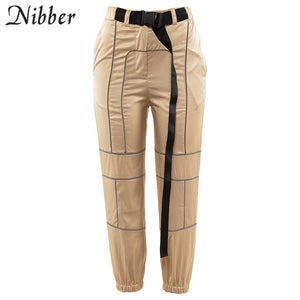 Nibber spring Reflective cargo pants women Casual harem pants 2020 hot black Sweatpants ladies wild Belt decoration Active Wear