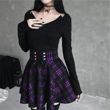 Load image into Gallery viewer, Gothic Plaid Mini Skirt Women Vintage Lace Up High Waist Draped A-line Pleated Skirts Casual Plus Size Women&#39;s Cloth Jupe Femme
