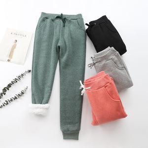 2020 New Women Winter Pant Thick Lambskin Cashmere Pants Warm Female Casual Pants Loose Harlan Pants Long Trousers Plus Size XXl