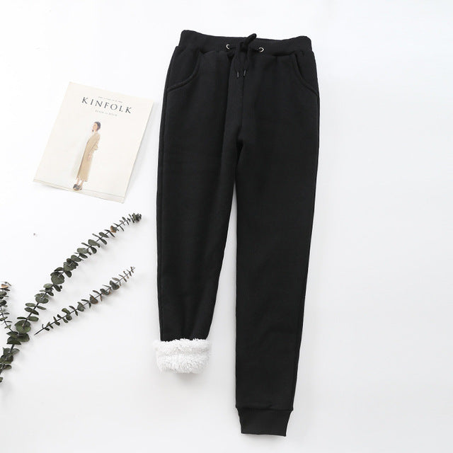 2020 New Women Winter Pant Thick Lambskin Cashmere Pants Warm Female Casual Pants Loose Harlan Pants Long Trousers Plus Size XXl
