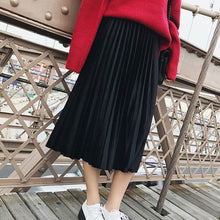 Load image into Gallery viewer, Spring 2020 Women Long Metallic Silver Maxi Pleated Skirt Midi Skirt High Waist Elascity Casual Party Skirt
